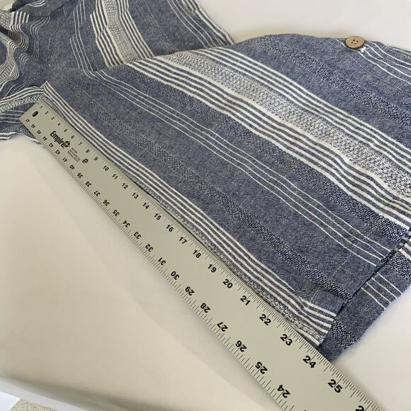 J Jill Pants L Blue Linen Striped Wide Leg Ankle Coastal Beach Vacation Resort - Picture 10 of 12